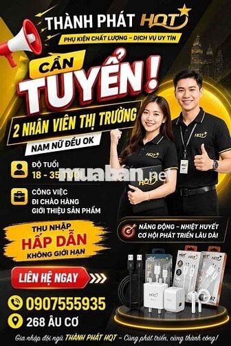 cần tuyển 2 nhân viên thị trường - nam nữ đều ok