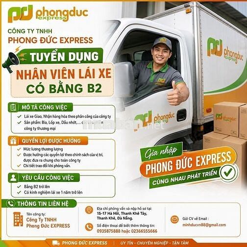TUYỂN DỤNG : NHÂN VIÊN LÁI XE CÓ BẰNG B2