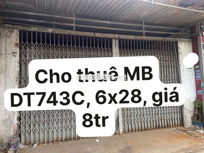 cho thuê MB Ngã 3 Tân Long  Dĩ an - 6 x 29m, giá 8tr
