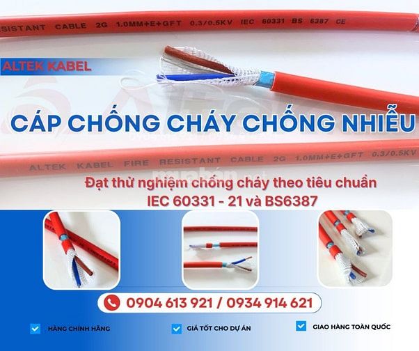 Cáp tín hiệu báo cháy 2x1.0mm2 chống cháy chống nhiễu Altek Kabel