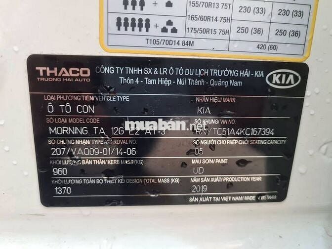 KIA MORNING DELUXE 2019 TỰ ĐỘNG, MÁY SỐ KHÔNG LỖI