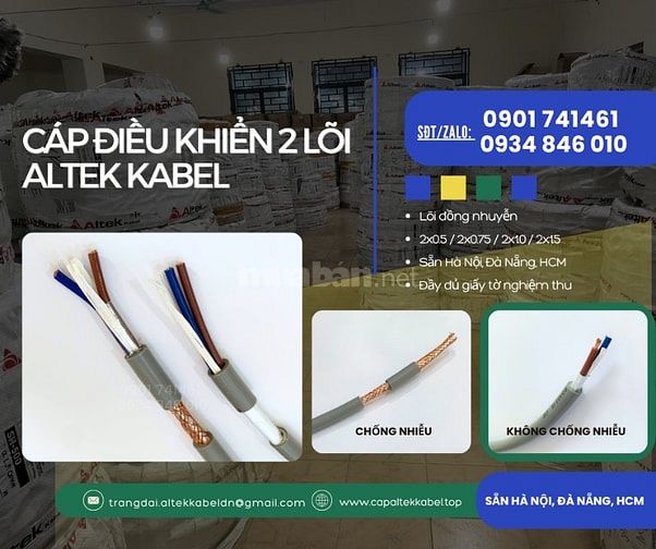 Cáp mềm, cáp điều khiển Altek Kabel 2x0.5/ 2x0.75/ 2x1.0/2x1.5