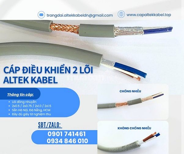 Cáp mềm, cáp điều khiển Altek Kabel 2x0.5/ 2x0.75/ 2x1.0/2x1.5