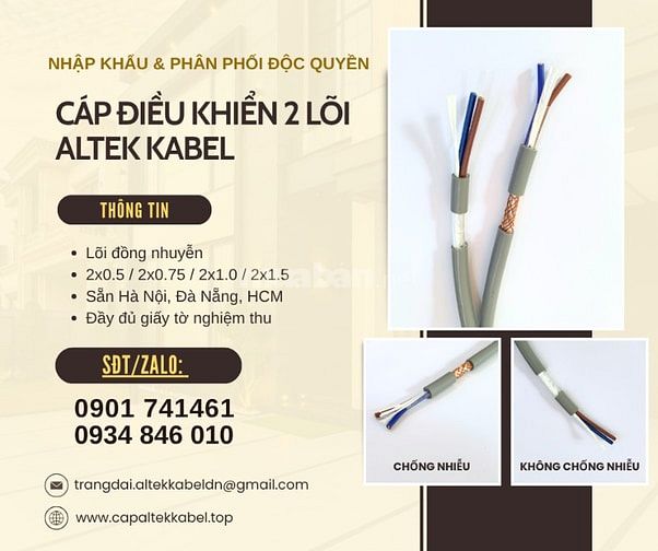 Cáp mềm, cáp điều khiển Altek Kabel 2x0.5/ 2x0.75/ 2x1.0/2x1.5