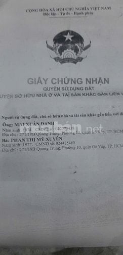 BÁN NHÀ HẺM ĐƯỜNG QUANG TRUNG, NGANG 3 X 6, GIÁ 3 TỶ 25O TRIỆU