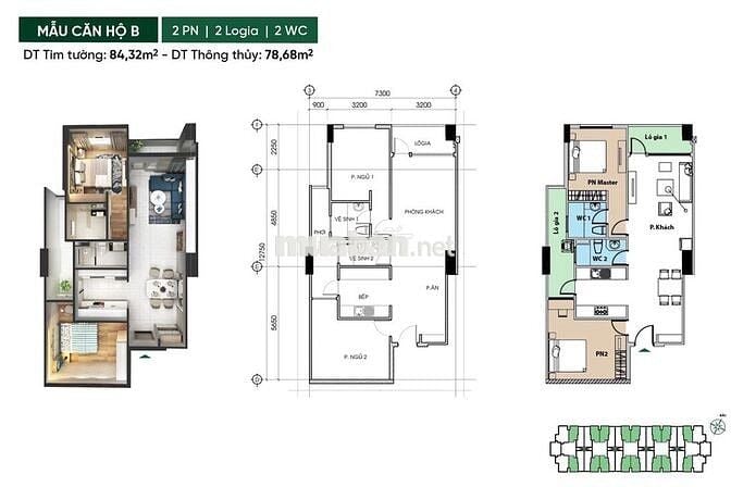 Căn hộ 2PN 84,32m2 tầng 10 Block A view ĐN giá 2,9 tỷ NH hỗ trợ 2 tỷ