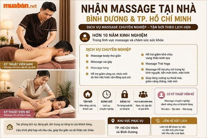 Massage Tại Nhà TP.HCM & Bình Dương - KTV Nam/Nữ Phục Vụ Tận Nơi