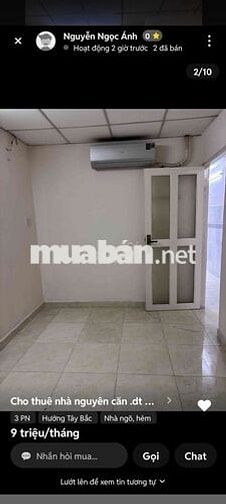 cho thuê nhà nguyên căn nhà mới như hình 3.7x16m 3pn 2wc giá 9tr. 