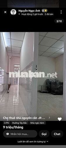 cho thuê nhà nguyên căn nhà mới như hình 3.7x16m 3pn 2wc giá 9tr. 