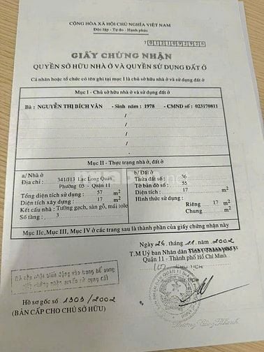 Bán nhà hẻm xe hơi Lạc Long Quân Quận 11, 3x6m, trệt, 3 lầu đúc, 3PN