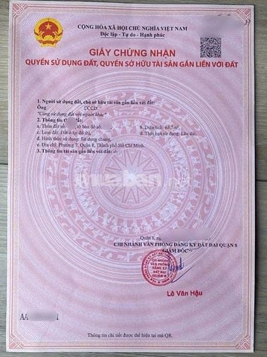Bán đất nền KDC Phú Lợi P7 Q8 , 68,7m2 sổ sẵn cc liền đường 10m 