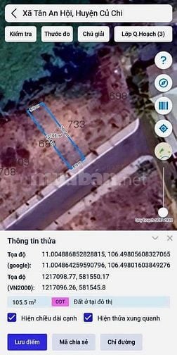 Bán đất xã Tân An Hội ấp Cây Sộp đường 387 5x2 ONT. Giá 1 tỷ 650 triệu