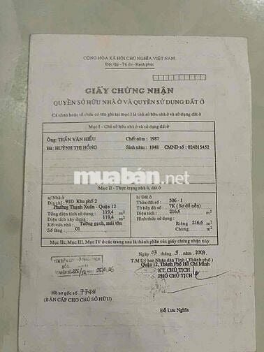 chính chủ e bán căn nhà ccvb tại đường tx22