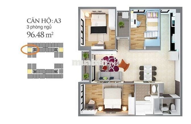 Sky Center - Chính chủ bán căn hộ 96m2 - 3 PN