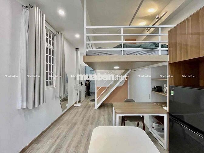 CĂN HỘ DỊCH VỤ CÓ GÁC , SẴN NỘI THẤT CƠ BẢN - CÓ BAN CÔNG SIÊU THOÁNG