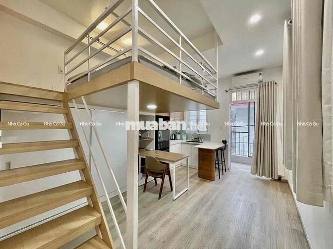 CĂN HỘ DỊCH VỤ CÓ GÁC , SẴN NỘI THẤT CƠ BẢN - CÓ BAN CÔNG SIÊU THOÁNG