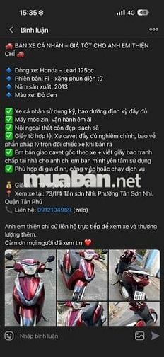 Honda Lead 125cc Fi 2013 Đỏ đen