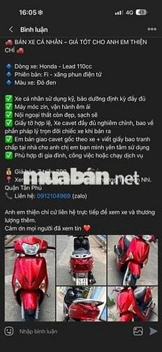 Honda Lead 110cc Fi Đỏ đen