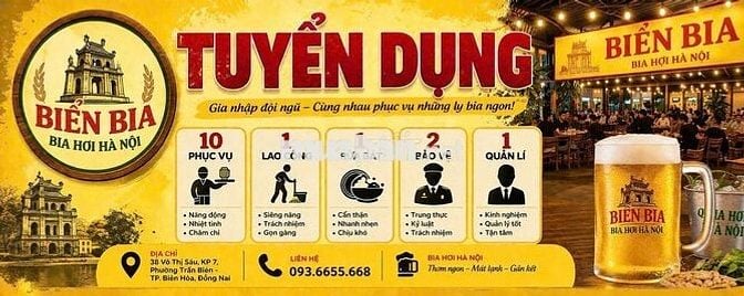 📢 BIA HƠI HÀ NỘI TUYỂN DỤNG QUẢN LÝ/GIÁM SÁT QUÁN