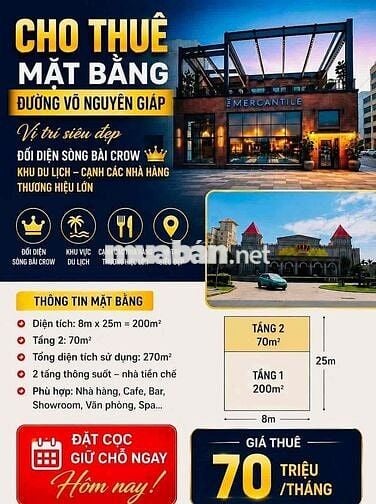 NHÀ 2 TẦNG MT VÕ NGUYÊN GIÁP ĐỐI DIỆN CROW