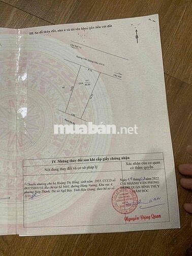BÁN NỀN MẶT TIỀN TRẤN QUANG DIỆU CHỢ CẦU VÁN LỘ GIỚI 40M