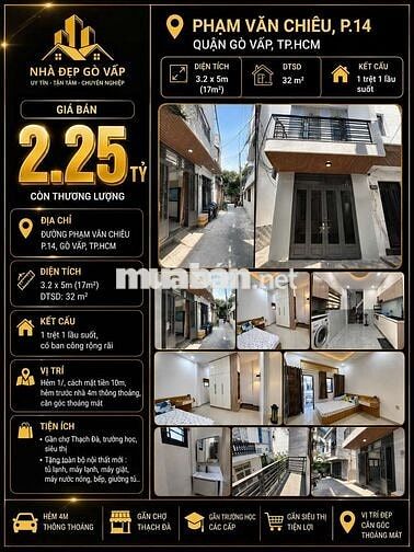 [SHR] Lý Thường Kiệt P.4 1 Trệt 1 Lầu Hẻm 2m5