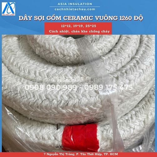 Dây sợi gốm Ceramic 1260 độ C, dạng vuông 25*25mm