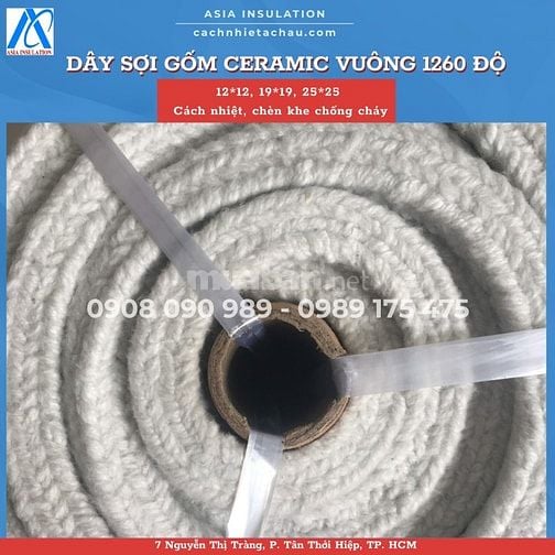 Dây sợi gốm Ceramic 1260 độ C, dạng vuông 25*25mm
