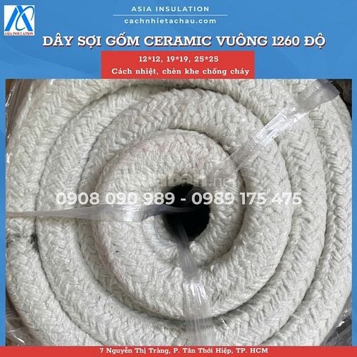 Dây sợi gốm Ceramic 1260 độ C, dạng vuông 25*25mm