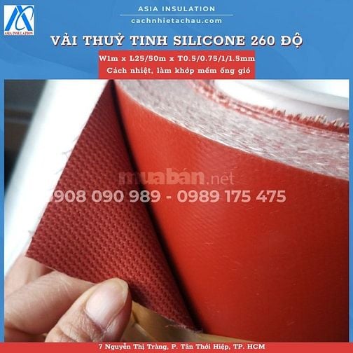 Vải thuỷ tinh phủ Silicone hai mặt, cách nhiệt, chống cháy