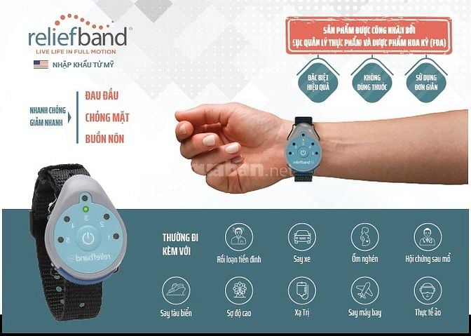 Thiết bị đeo tay Reliefband chống say tàu xe, ốm nghén, tiền đình