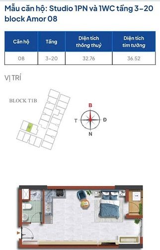 Duy nhất 1 căn studio 36m2 trực tiếp từ CĐT, view hồ bơi, tầng trung