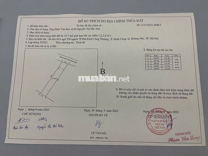 Chính chủ cần bán nhà số 42A ngách 79/230 Định Công Thượng.