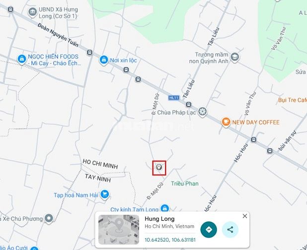 Đất mặt tiền (SHR) Xã Hưng Long, giáp khu đô thị Hưng Long mới