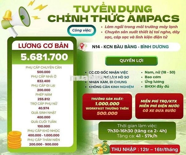 Việc làm thời vụ, chính thức Bình Dương - Quận9