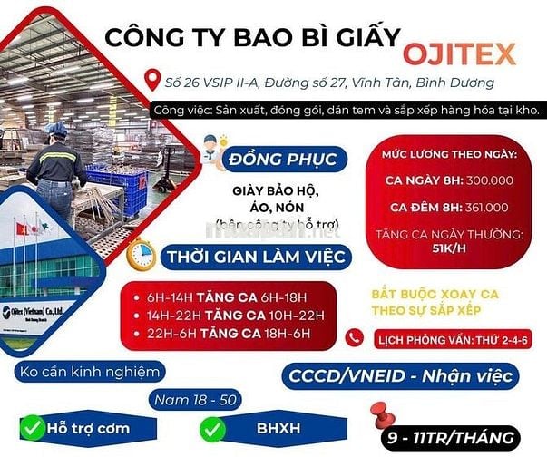 Việc làm thời vụ, chính thức Bình Dương - Quận9