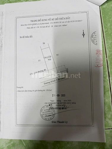 Bán đất thổ cư mặt tiền đường Kênh 3, Đức Hòa, Long An 
