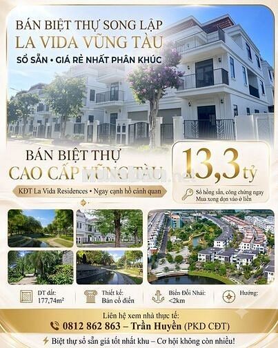Bán biệt thự song lập La Vida Vũng Tàu – sổ sẵn, chỉ 13,3 tỷ