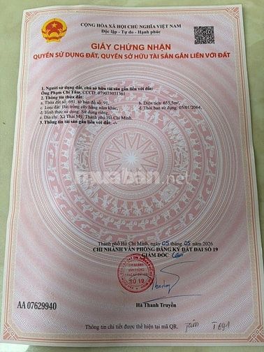 SỞ HỮU NGAY 655m² ĐẤT CỦ CHI – QUY HOẠCH THỔ CƯ 100% – CHỈ 1,35 TỶ!