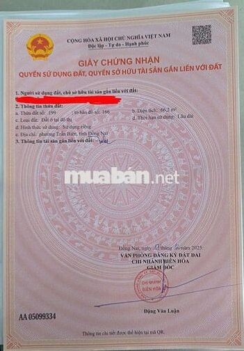 Bán đất ở trung tâm phường Trấn Biên, giao lưu cả đất NN vùng xa