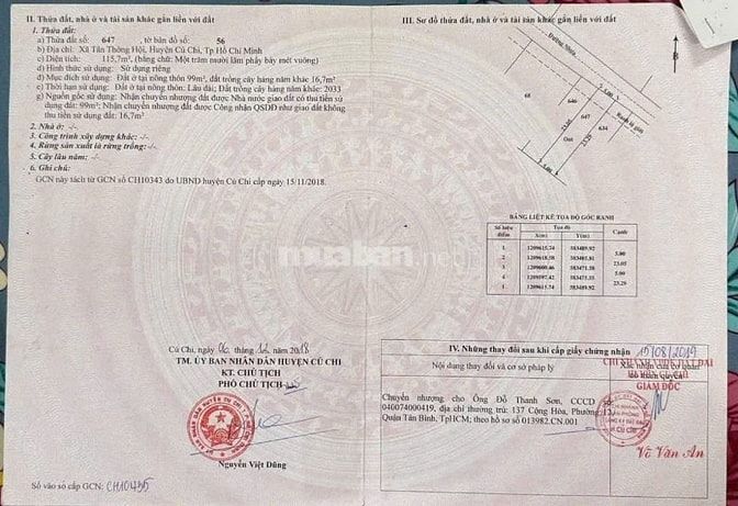  MẶT TIỀN LÊ THỊ HỞI – TÂN THÔNG HỘI, CỦ CHI ,CHỈ 950TR – SỔ RIÊNG