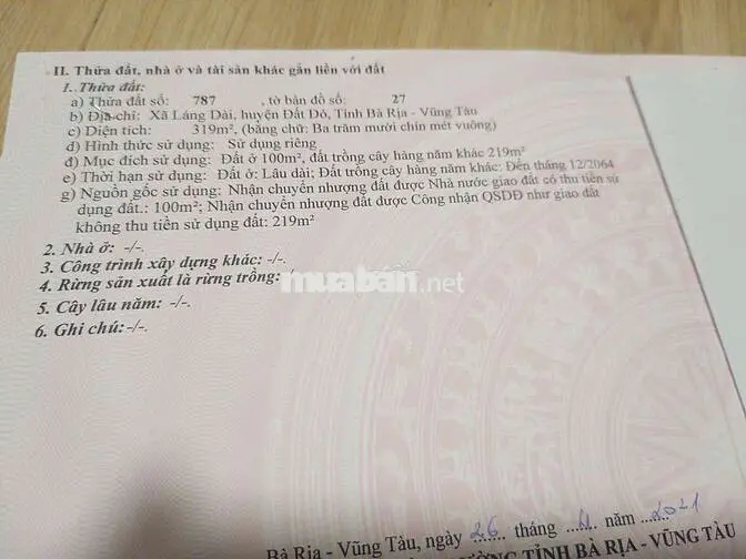 Hơn 300 có 100 thổ cư gần Hồ Tràm