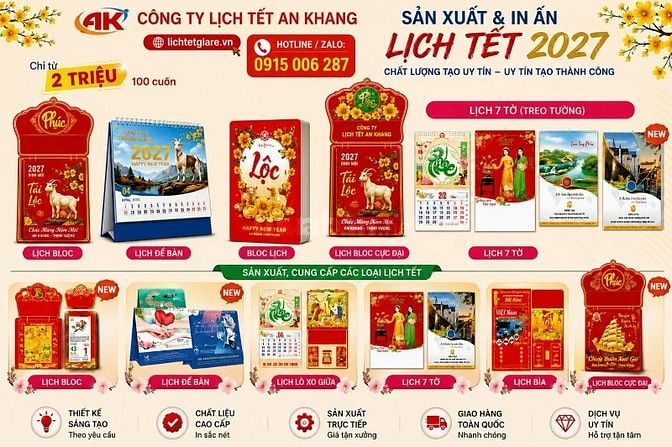🎉 LỊCH TẾT 2027 – MẪU ĐẸP, IN THEO YÊU CẦU, GIÁ TỐT CHO MỌI NHÀ 🎉