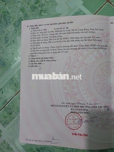 Chỉ 720Tr có lô đất ngay Kcn Trảng Bàng (dt300m2) thổ cư, shr