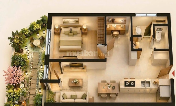Dộc quyền căn hộ Sun FourS 1PN + có sân vường giá chỉ 2ty6