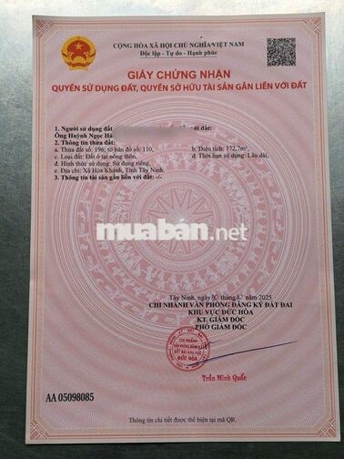 Bán đất FULL THỔ CƯ ĐÃ RA SỔ tại Thị trấn Hậu Nghĩa, Đức Hoà, Long An