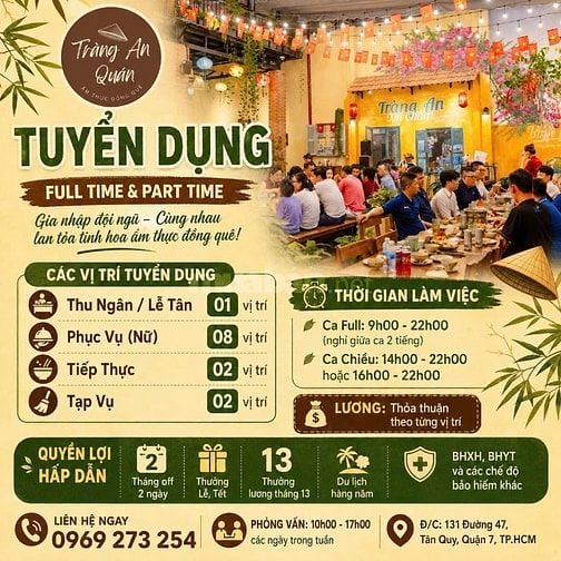  TRÀNG AN QUÁN – ẨM THỰC ĐỒNG QUÊ TUYỂN DỤNG 