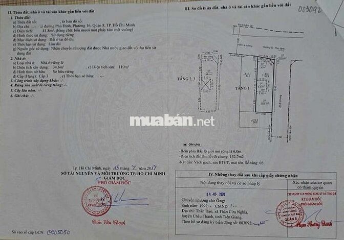 Nhà 1 trệt 2 lầu 2 mặt tiền 6m và 3.5m hẻm xe hơi vào nhà