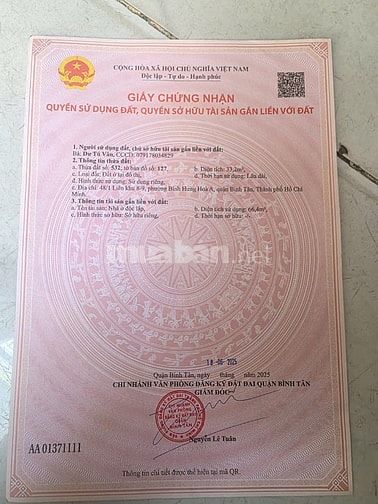 📢 VĂN PHÒNG NHẬN KÝ GỬI BẤT ĐỘNG SẢN - BÌNH TÂN - 3 TỶ 850 TRIỆU