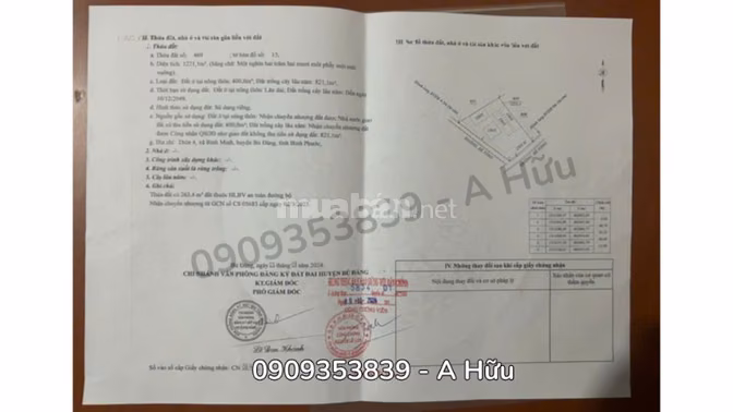 BÁN NHANH đất 1.221m² Bù Đăng Bình Phước – 400m² thổ cư chỉ 1,5 tỷ